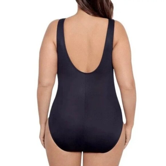 NWOT Miraclesuit Illusionist Palma Full Coverage Black One Piece Swimsuit 16W - Picture 2 of 11